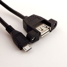 10x USB 2.0 A Female Panel Mount to Micro USB Male Adapter Cable Android 1.5FT picture