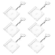 6 Pcs CD Case Key Chain Mini Album Cover Keychain Clear Blank Keyrings DIY picture