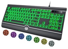Large Print Backlit Keyboard - 7-Color LED, USB Plug & Play, Oversized Keys, Wri picture