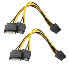 2PCS Dual 15PIN Sata Male Pcie 8Pin(6+2) PCI Express Pci-e Video Card - 20cm picture