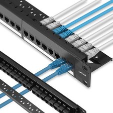 Patch Panel 24 Port Cat6A with Inline Keystone 10G Support Pass-Thru Coupler ... picture