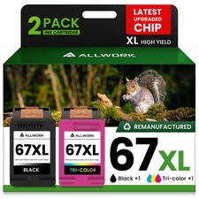 67XL Ink Cartridge Compatible for HP Ink 67 Black Color 2-Pack picture