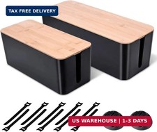 2Pack Cable Management Box,Wooden Style Cord Organizer Cord Hide Box picture