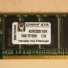 Kingston 1GB DDR1 DIMM PC-2700 DDR-333 184-Pin RAM KVR333/1GR picture
