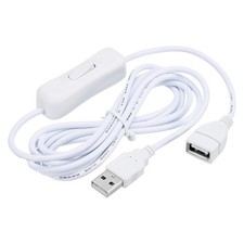 2pcs USB Extension Cable with Switch 2 Meter USB Male to Female Cord White picture