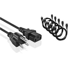 Listed 5-Pack Power Cable 10ft - 3 Prong Replacement picture