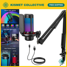 Gaming Microphone Set with Boom Arm, USB Condenser Mic for Streaming, RGB, Tap M picture