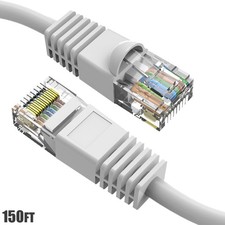 150FT Cat6 RJ45 Network LAN Ethernet UTP Snagless Patch Cable Pure Copper White picture