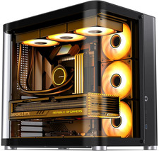 TK-2 Black ATX Mid-Tower Pc Case,Hyperboloid Glass Design, Separated Cabinet Str picture