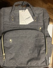 LOVEVOOK Laptop Backpack, 15” Computer Backpack Gray with Gold Hardware NWOT picture