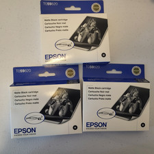 3 Genuine Epson T059820 Matte Black Ink Cartridges Stylus Photo R2400 Printer picture