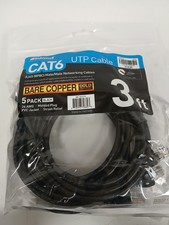 5 PACK Inland CAT6 UTP Cable RJ45 Male/Male Networking Cable, 3ft picture