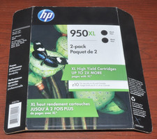 HP 950XL Black Ink Cartridges Two Pack Expired May 2022 - Factory Sealed picture