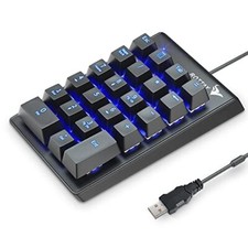  Number Pad, Mechanical USB Wired Numeric Keypad with Blue LED Backlit 22 Key  picture