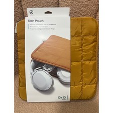U Brands Tech Pouch 10x10 Quilted Mustard Yellow Padded Electronics Sleeve 6922T picture