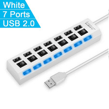 4/7-Port USB 2.0 Hub Multi-Port Splitter Adapter With LED Switches For Laptop PC picture