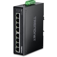 TRENDnet 8-Port Industrial Gigabit Ethernet DIN-Rail Switch, TI 8 Port, Black picture