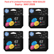 LOT OF 4 HP 67 Standard Tri-Color Ink Cartridge 3YM55AN (Expiry May 2028)-NEW picture