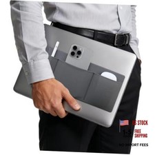 Feacn 3-Pocket Organizer Storage Pouch, Adhesive Laptop Accessory Dark Gray picture