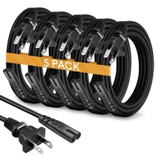 5-Pack 3ft AC 2 Prong Power Cord for TV, PS4, PS5, Xbox, Speaker - Replacement C picture