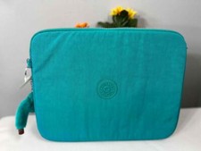 KIPLING Green Nylon Padded Velvet Lining Tech iPad Laptop Tablets Top Zip Case picture