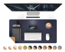 RENMTURE Dual-Sided Mouse Pad Natural Cork & PU Leather Dark Blue 32