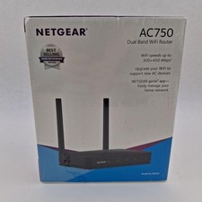 NETGEAR R6020 AC750 Dual-Band WiFi Router Black 300+450Mbps W/ Adapter Fast picture