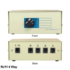 Kentek 4-Way RJ11 Manual Data Transfer Switch Box Phone Jack 11 Pin Modem Fax picture