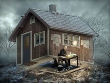 Landscape wood house nature erik johansson optical Custom Gaming Mat Desk picture