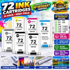 72 Ink Cartridges 6-Pack for HP DesignJet T610 T620 T770 T790 T1100 130mL picture
