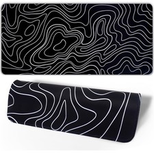 Black White Topographic Line Mouse Pad Gaming Mousepad Non-Slip Rubber Base K... picture