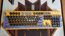 Yellow Fopett Retro Battery Operated Wireless 2.4gz Keyboard EK2030 No Dongle picture