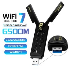BE6500 USB 3.0 WiFi7 Card Tri-band 6500Mbps 802.11be WiFi Dongle Network Adapter picture