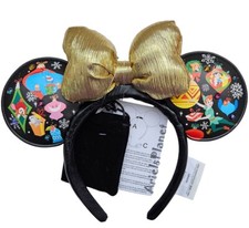 Disney Parks Christmas Holiday Light-Up USB Minnie Mouse Golden Bow Ear Headband picture