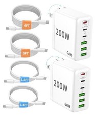 2 Pack USB C Charger Block 200W 6 Port GaN Super Fast Type C Charger White picture