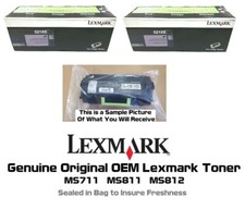 2 Partially New Genuine Lexmark 521XE Toner MS711 MS811 SEALED BAG 45% 52D1X0E picture