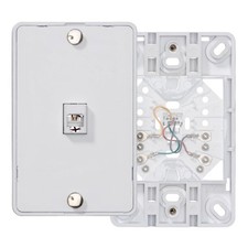 Leviton Telephone Wall Jack, 6P4C, Screw Terminal, 40214W, White picture