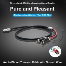 5N OFC Silver Plated Tonearm Cable 5 Pin DIN to RCA Phono Cable with Ground Wire picture