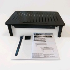 BONTEC LR08-2P Monitor Riser Stand Black Perforated Metal Computer Desk Shelf picture