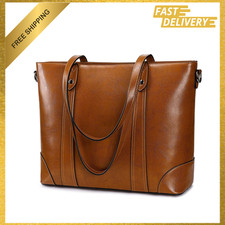 Leather Tote Bag for Women Large Work Shoulder Handbag with Zipper, Genuine picture