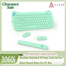 AJAZZ 3060i Wireless Keyboard 84 Keys Cute Cat Ear Silent Round Retro For PC Mac picture