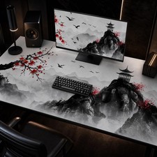 48x24 Inch 3XL Extended Desk Mat Japanese Ink Wash Cherry Blossom Mouse Pad picture