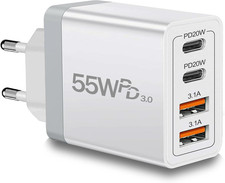 European Travel Plug Adapter USB C, 55W USB C European Charger 4-Port Fast picture