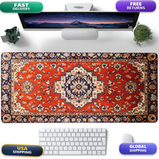 Jajnkhln Desk Pad Vintage Red Boho Rug Xxl Gaming Mouse Pad Stitched picture