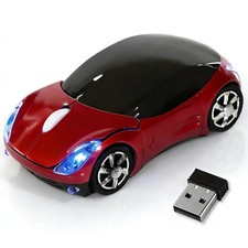 Red Mini Car Computer Wireless Mouse 1600DPI 2.4G USB Receiver Laptop PC Mac picture