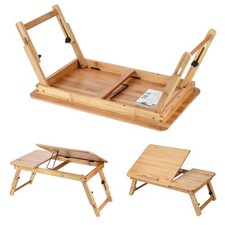 Foldable Wooden Bamboo Laptop Table Sofa Bed Office Laptop Stand Adjustabl 62*34 picture