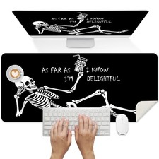 Black Skull Funny Skeleton Desk Mat 31.5x15.7 Inch NonSlip Large Mouse Pad picture