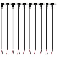 DC Power Pigtail Cable, 10Pack 5.5mm x 2.1mm 90 Degree Right Angle DC Barrel ... picture