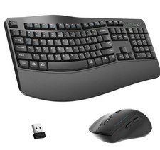 Reccazr Wireless Ergonomic Keyboard & Mouse Combo Wave Wrist Rest Silent SEALED picture
