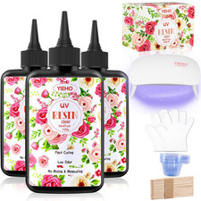 300g UV Resin Kit with Light-Upgraded Crystal Clear Hard UV Curing Premixed Epox picture